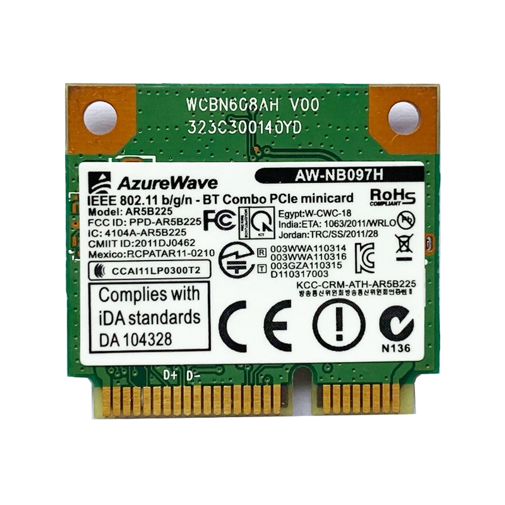 AR5B225 2.4Ghz 300M Wireless Bluetooth-Compatible Card Multifunction Mini PCI-E WiFi Adapter Connector Gadgets
