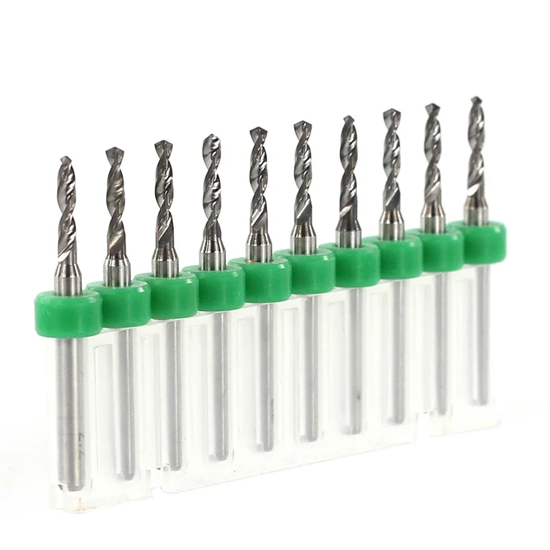 10 قطعة كربيد PCB مجموعة لقمة مثقاب 1.1-2.0 مللي متر ، 1/8 "عرقوب صغير CNC بت للوحة دوائر كهربائية وحفر بلاستيكي