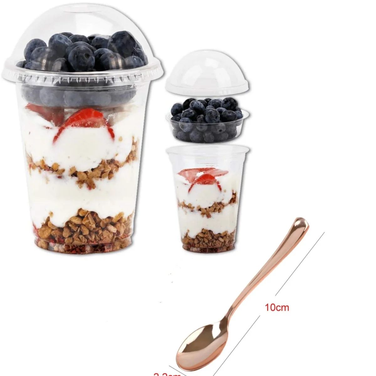 

50 наборов прозрачных пластиковых стаканчиков для парфе объемом 12 унций с вкладышами, куполообразными крышками и ложками, одноразовые стаканчики для йогурта и фруктов, для детских перекусов, вечеринок и десертов