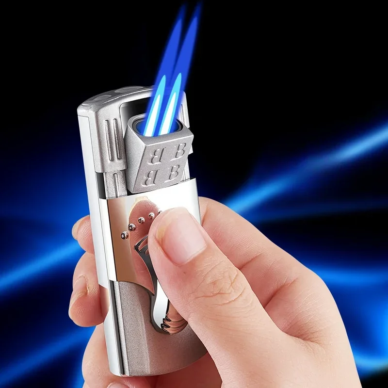 2024 Windproof Double Direct Flush Turbo Lighter Hidden Ignition Port High Temperature Resistant Flame Nozzle Inflatable Lighter