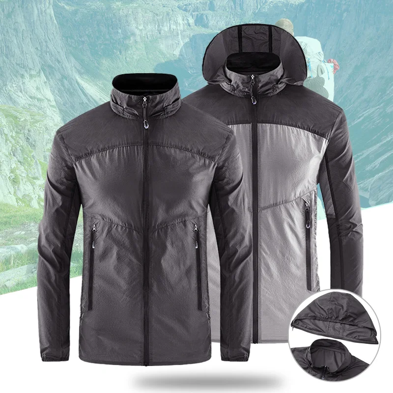 

UPF50+ Ice Cool Sun Protective Camping Hiking Jacket with Removable Hat Quick Dry Men Women Lightweight Cycling Fishing Clothing