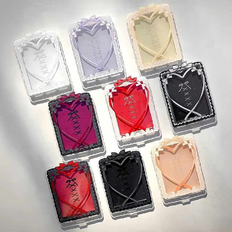 Ribbon Corset Series 3inch Acrylic Photo Frame, Lace Bow Pattern Card Display Holder, for Anime Kpop Merch Desk Shooting Decor