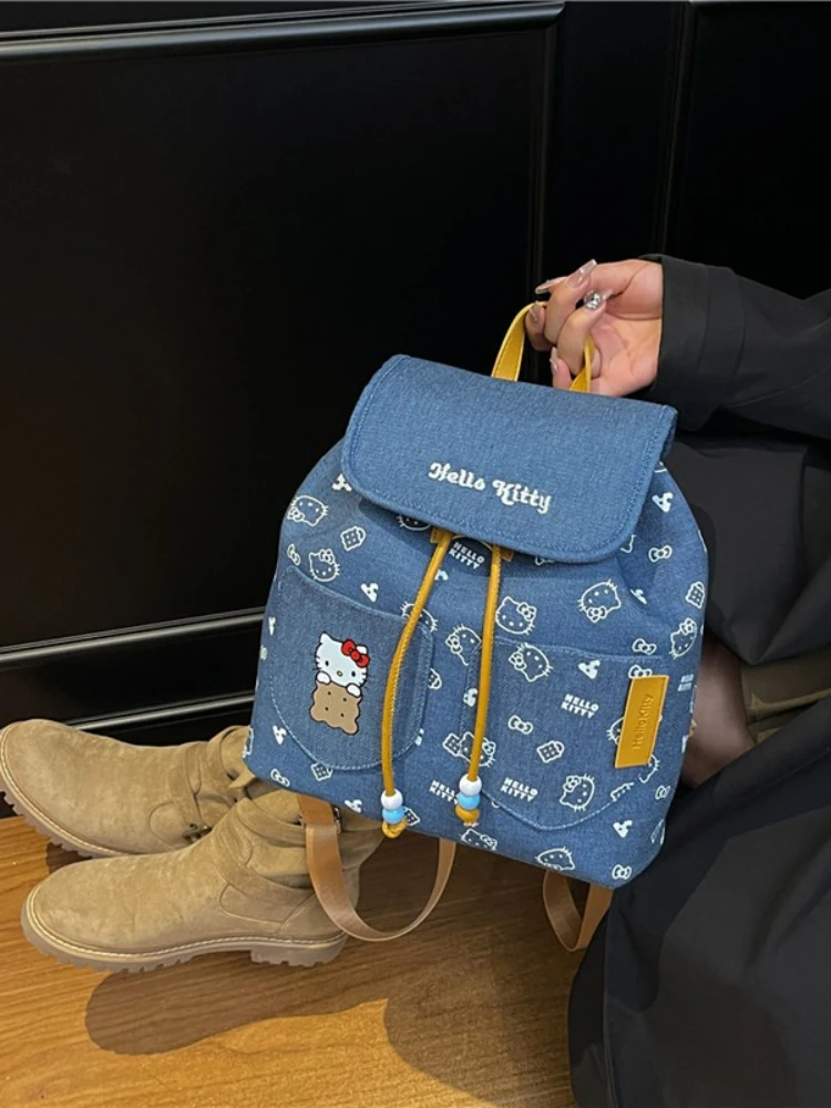 Hello Kitty sacs à dos Niche Denim sac à dos grande capacité mode polyvalent étudiant banlieue sac à dos Mochilas pour femmes filles
