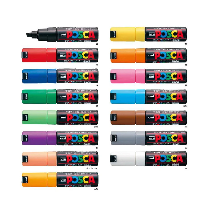 1-Pc Uni Posca Marker Pen PC-8K POP Poster Waterborne Advertising/Graffiti Marker 8mm Nib Characters Bright and Colorful plumone