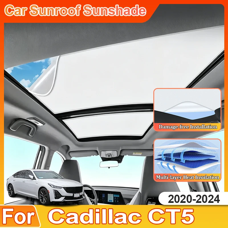 

Car Roof Sunshade For Cadillac CT5 Accessories 2020-2024 2023 Sun Shade Shield Electrostatic Adsorption Anti UV Sun Protection