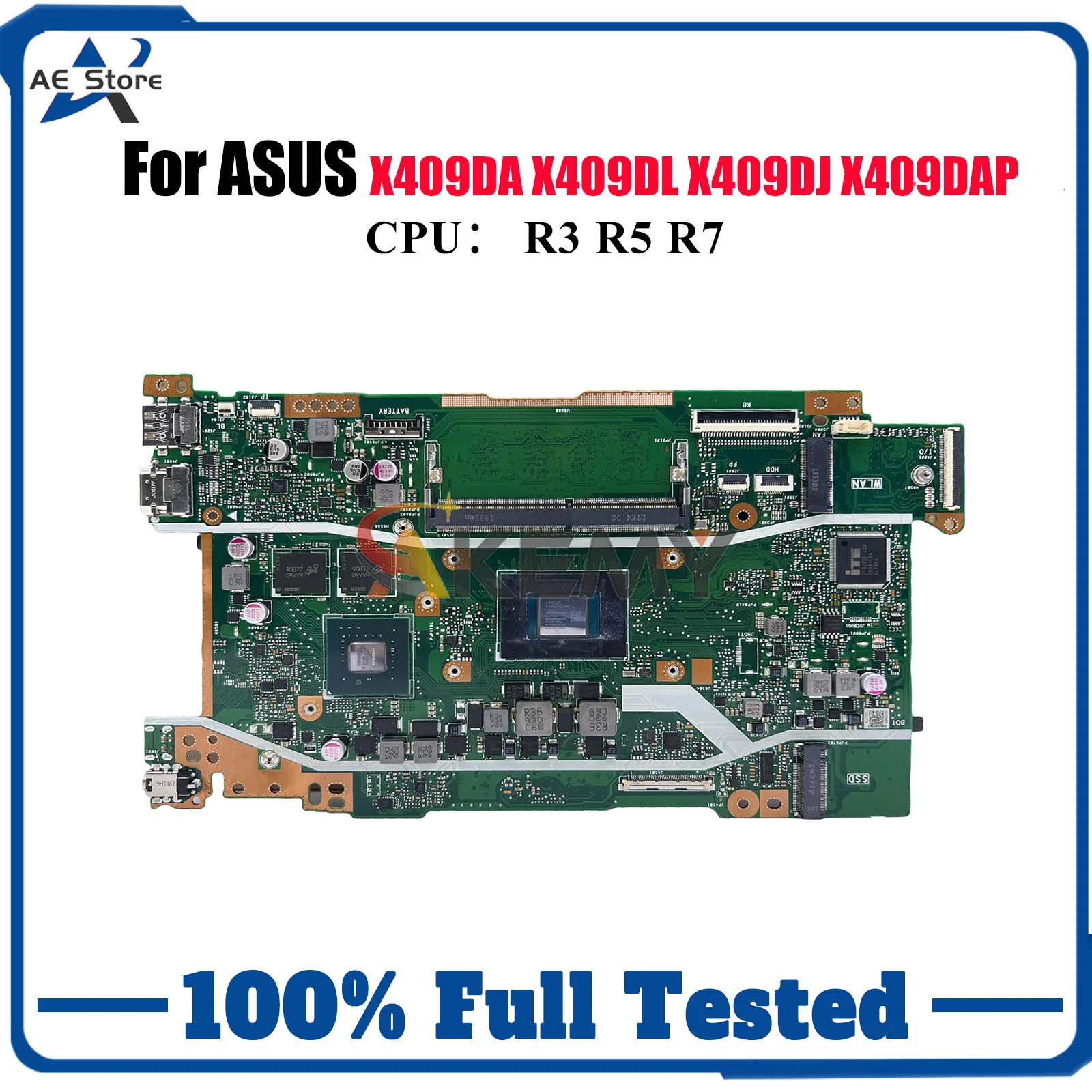 

X409DL Материнская плата для ноутбука ASUS X409DJ D509D D409D X409DAP M409D FL8700DA Y4200D X409DL M509D X409D Материнская плата с процессором R3 R5 R7