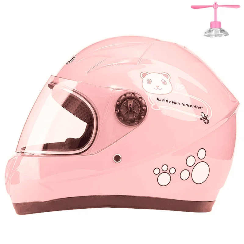 Casque de moto pour enfants de 3 à 9 ans, chapeau de sécurité pour moto et Scooter, coque complète, pour filles, Design de dessin animé mignon, couvre-chef pour bébé