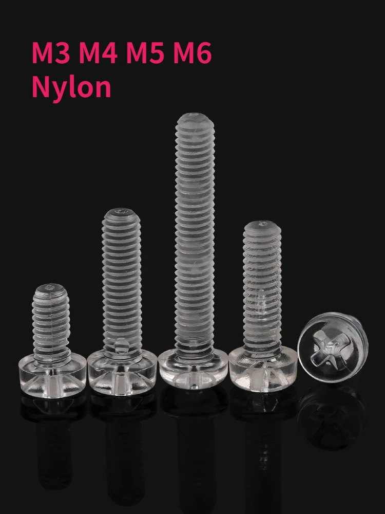 M3 M4 M5 M6 Transparent Acrylic Cross Round Head Nylon Screws Plastic Clear Phillips Bolt