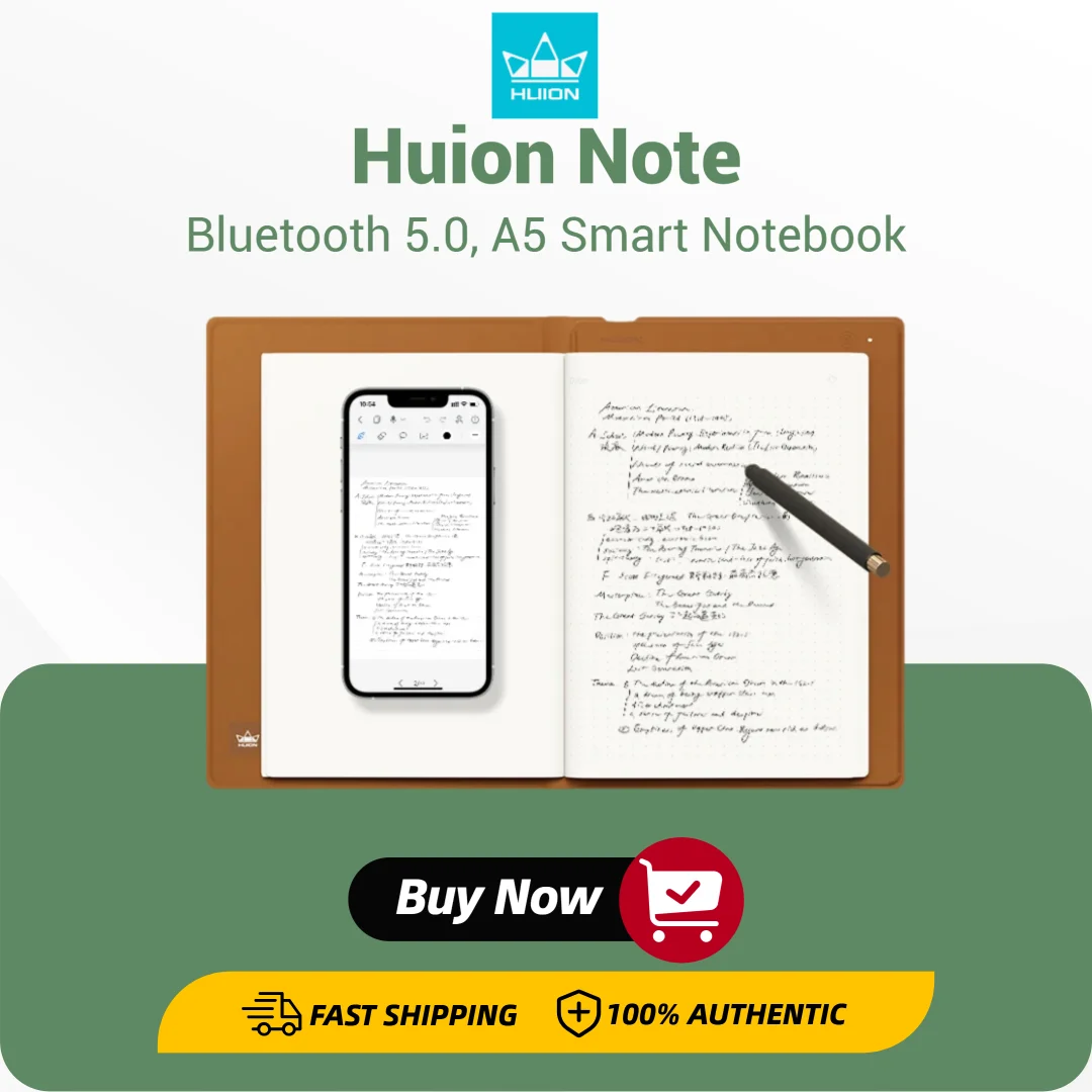 Huion-Note X10 Smart Notebook Bluetooth 5.0 Wireless DrawingTablet A5 Notepad Electronic Writing Pad Support iOS ipadOS Android