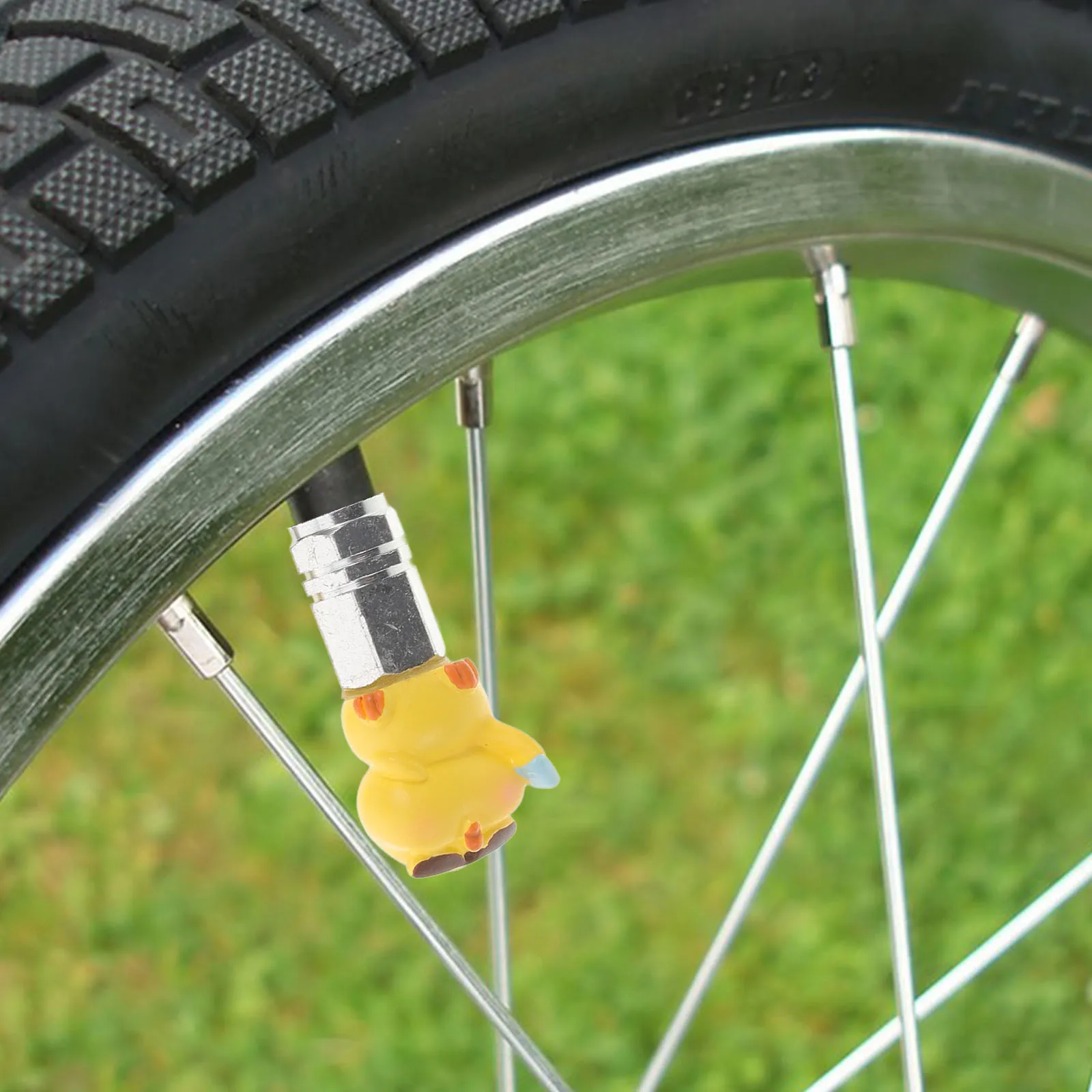 

4pcs Valve Core Decoration Tire Caps Stem Covers Aluminum Bonnet Bike Accessories Cycling Prank Luminous Duck Funny Ghost Pencil