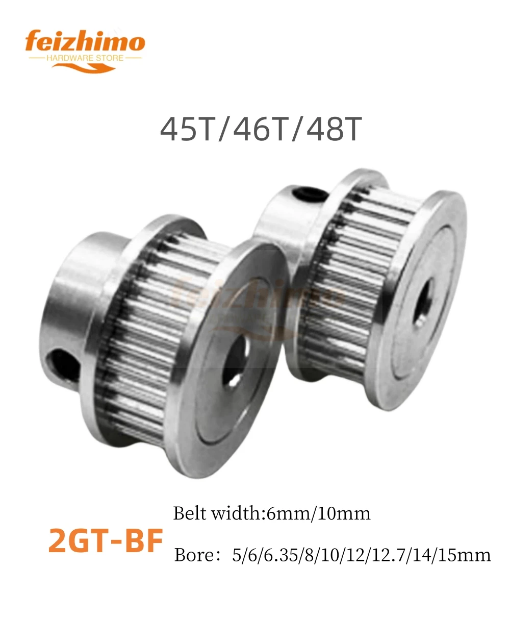 3D Printer Parts GT2 Timing Pulley 2GT 45T/46T/48T Tooth Teeth Bore 5/6/6.35/8/10/12-15mm Synchronous Wheels Width 6mm/10mm Belt