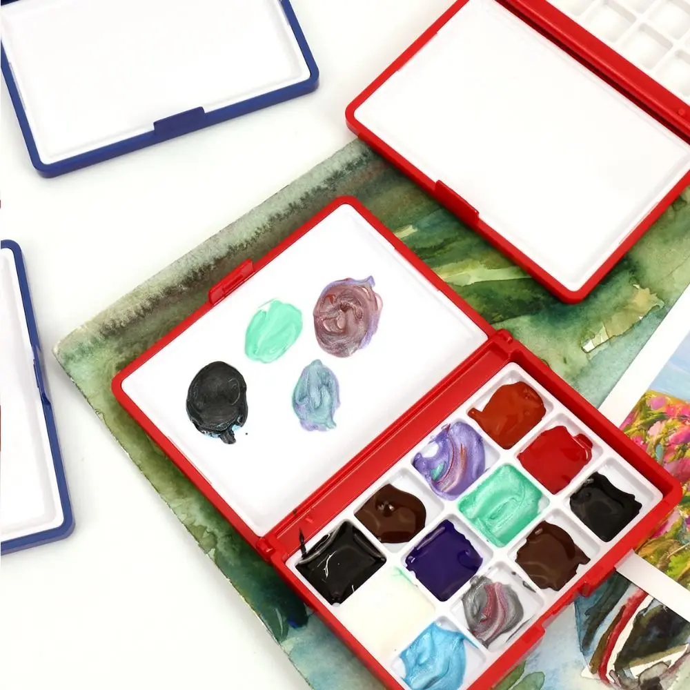 Storage Box 12/24 Grid Mini Watercolor Box Empty 1ml Painting Pigment Box Portable Watercolor Painting Palette Travel Sketching