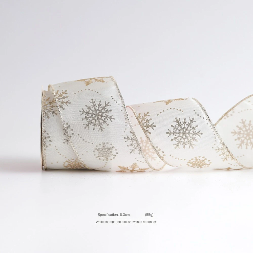 10 Yards Christmas Ribbons Champagne Gold Wired Edge Weave Ribbon Imitation Hemp Material Bows Craft Decoration