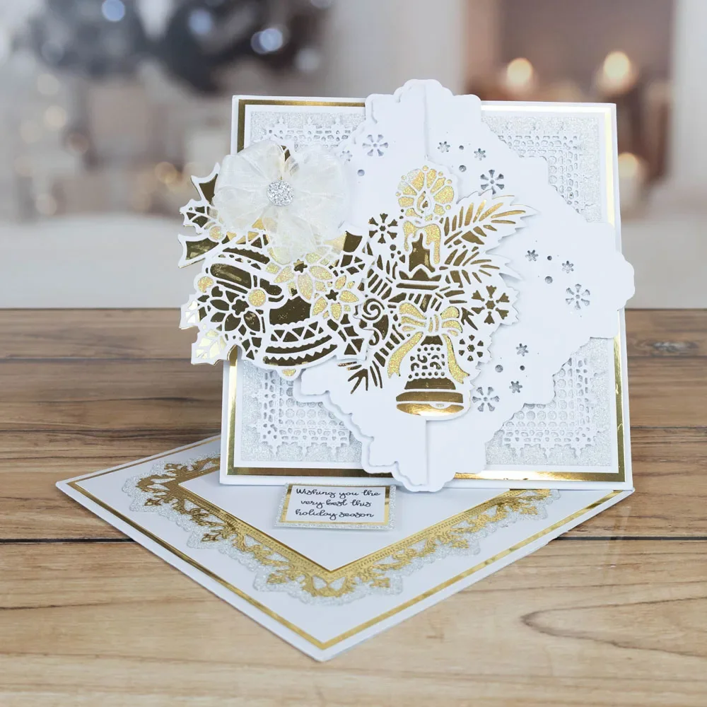 قوالب القطع المعدنية الجديدة لعام 2025 لألبوم صور القصاصات بنفسك وبطاقات المعايدة فوق الحافة Yuletide Chimes Advent Angel