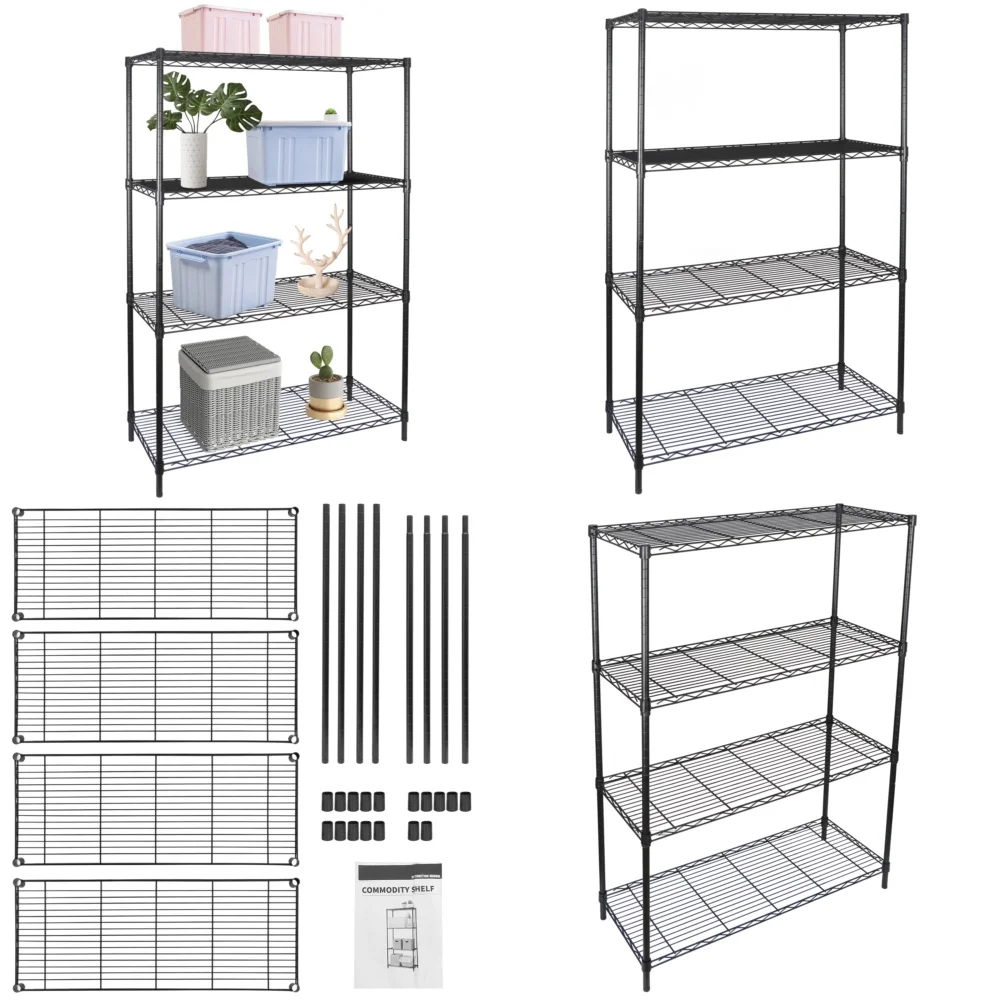 

storage holdersHeavy Duty Metal Storage Shelving Unit 4 Tier Garage Organizer Rack for Home Workshop Utility Room Adjustable