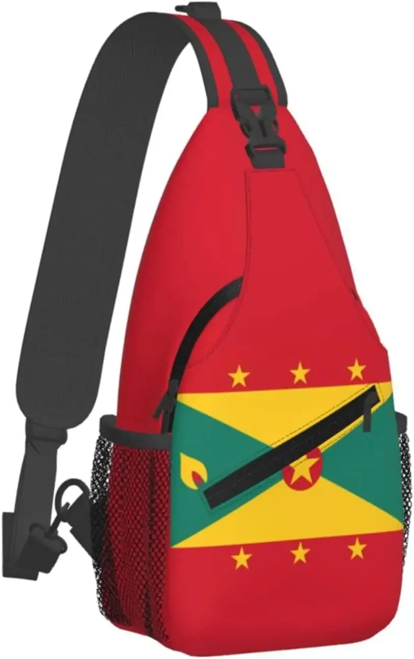 Grenada Flag Sling Bag For Women Men Grenadian Patriotic Crossbody Backpack Chest Daypack Adjustable Shoulder Bag For Hiking Tra