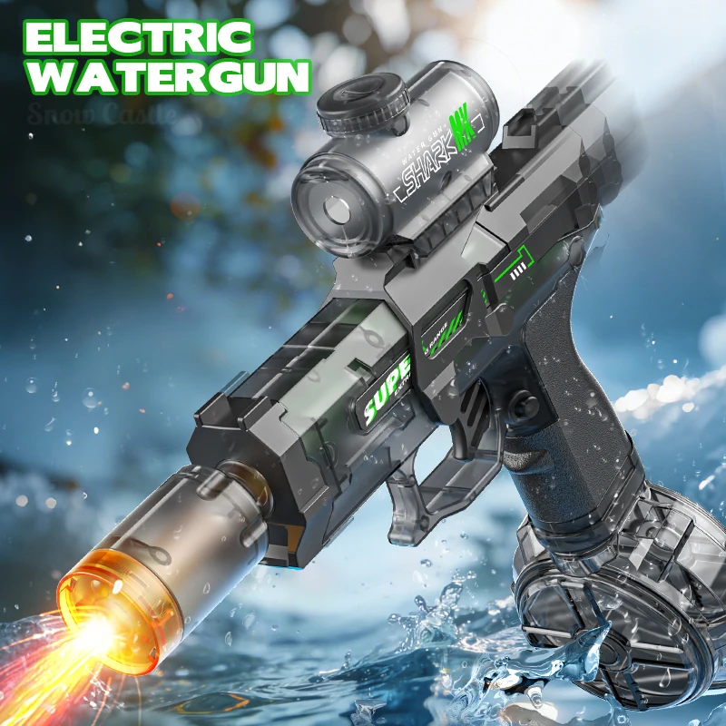 

Электрический водяной пистолет с автоматической непрерывной стрельбой, игрушка для улицы, дальнобойный водяной пистолет с подсветкой, игрушки для плавания