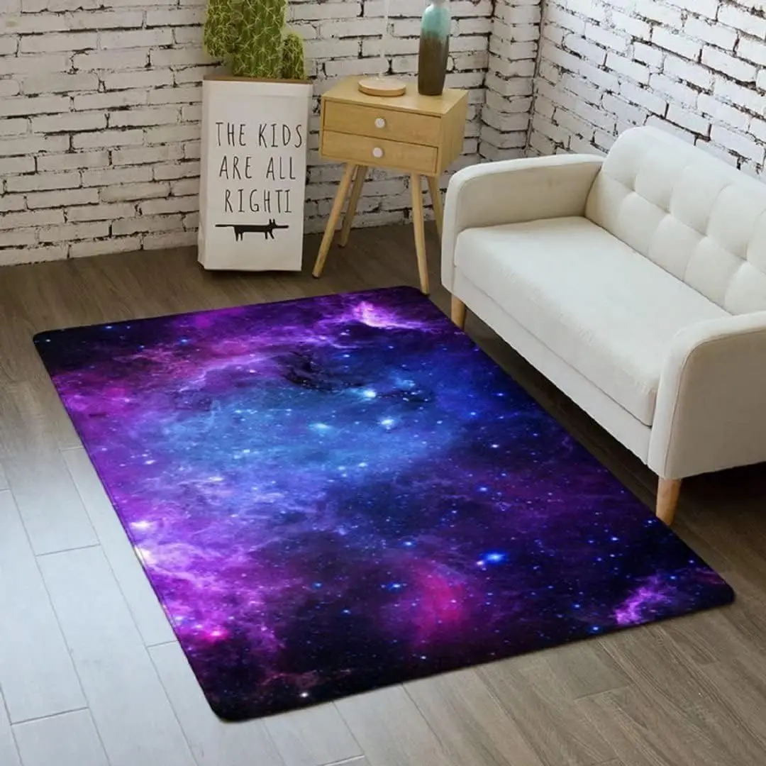 3D Galaxy Area Rugs Outer Space Kitchen Floor Mats for Kids Boys Bedroom Non-Slip Nursery Crawling Carpets Dining Room Playroom