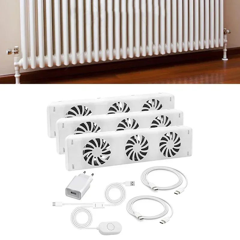 3-Fan Home Radiator Magnetic Smart Cooling Fan Fireplace Fan Smart Radiator Fan Radiator Booster Extension Set For Home