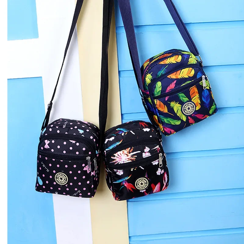 Women\'s Small Square Bag New Style Nylon Casual Printing Portable Diagonal Polyester Bags Multi-layer Ladies Shoulder Wholesale