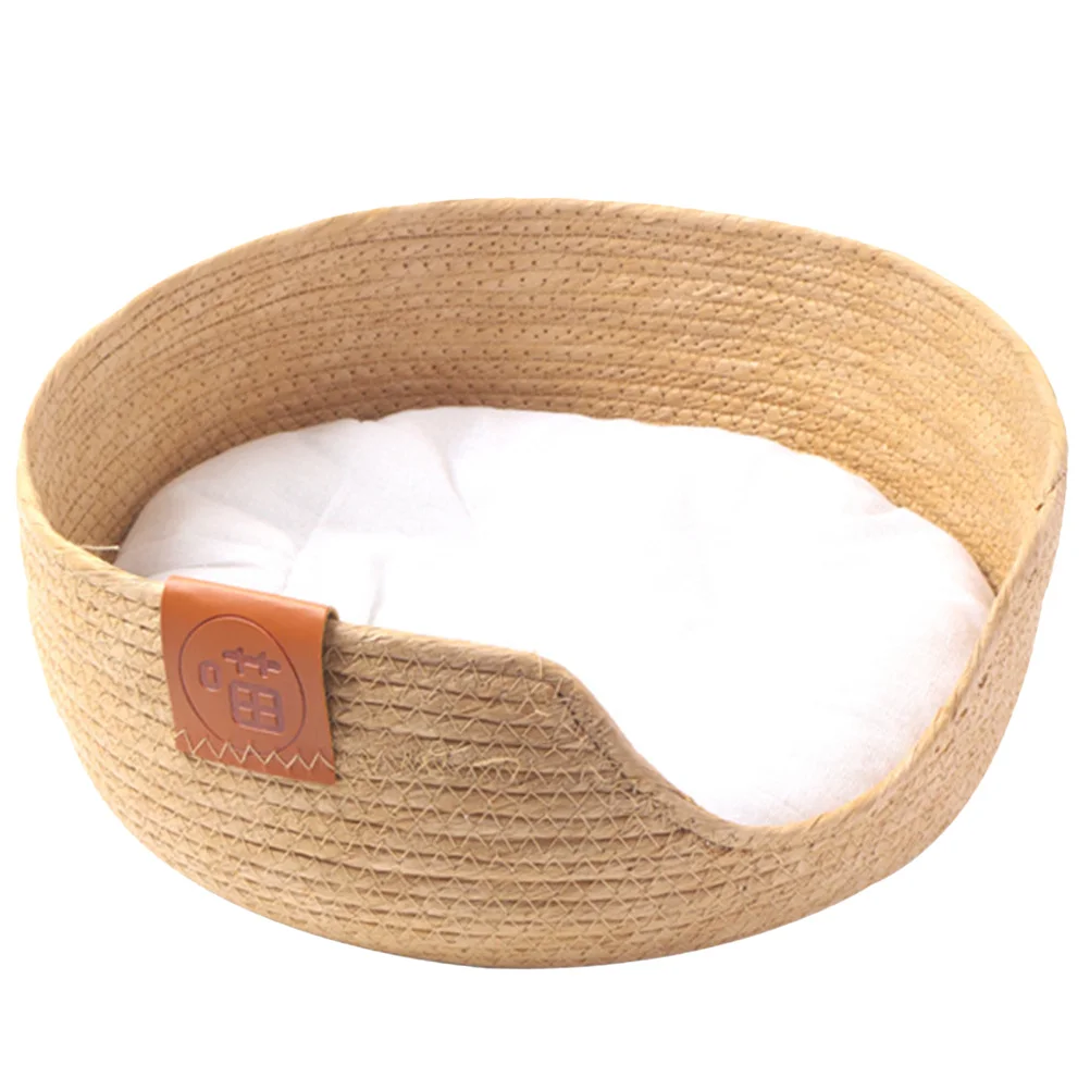 

Woven Comfortable Summer Pet Bed Cooling Breathable Nest Cat Dog Sleeping House Cushioned Mat Summer Cat Bed Pet Sleeping House