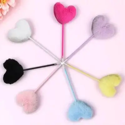

7 Pcs Heart Pens Colorful Love Ballpoint Bright Portable Cute Pom Poms Plastic Multi Colored Student Use