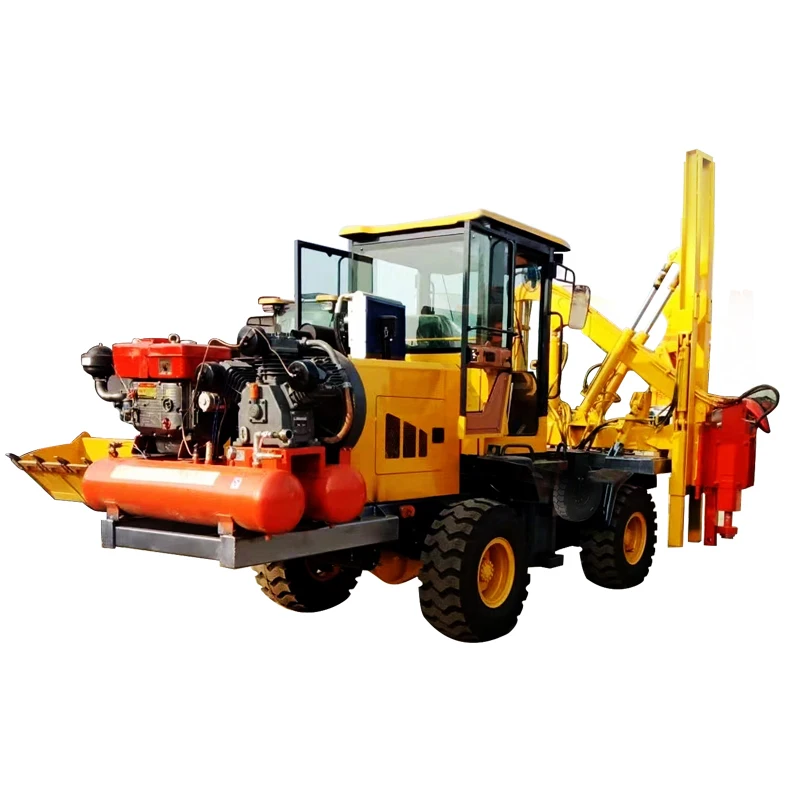 Hydraulic Guardrail Post Driver Machine For Highway Construction Road Safety Barrier Piling Rig Traffic Fence Machine