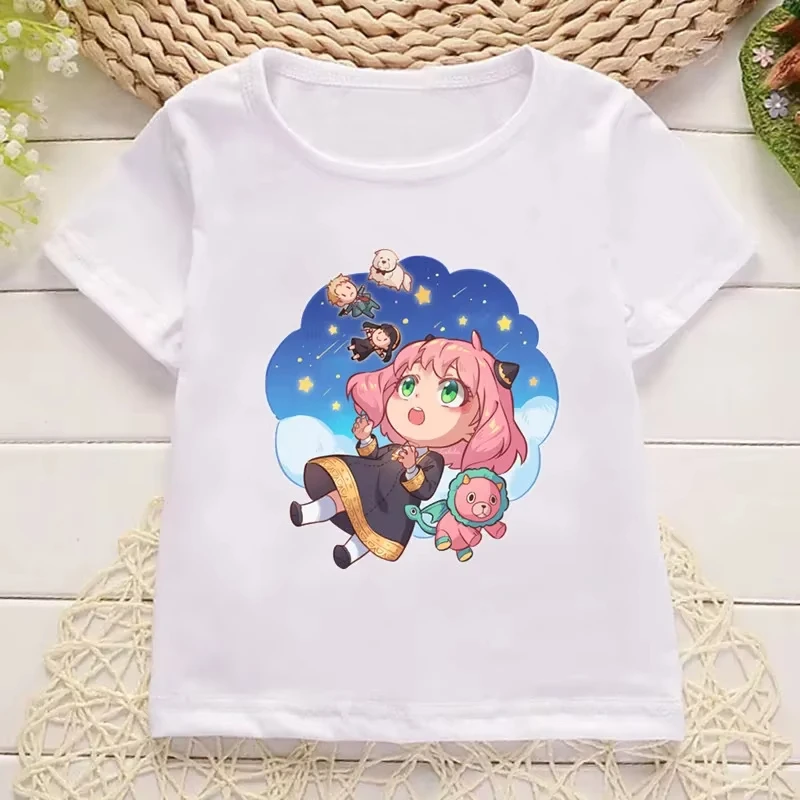 

Summer Top Children's Short Sleeved Cotton T-shirt Anime Spy X Family Anya Twilight Printed Cartoon Children's T-shirt