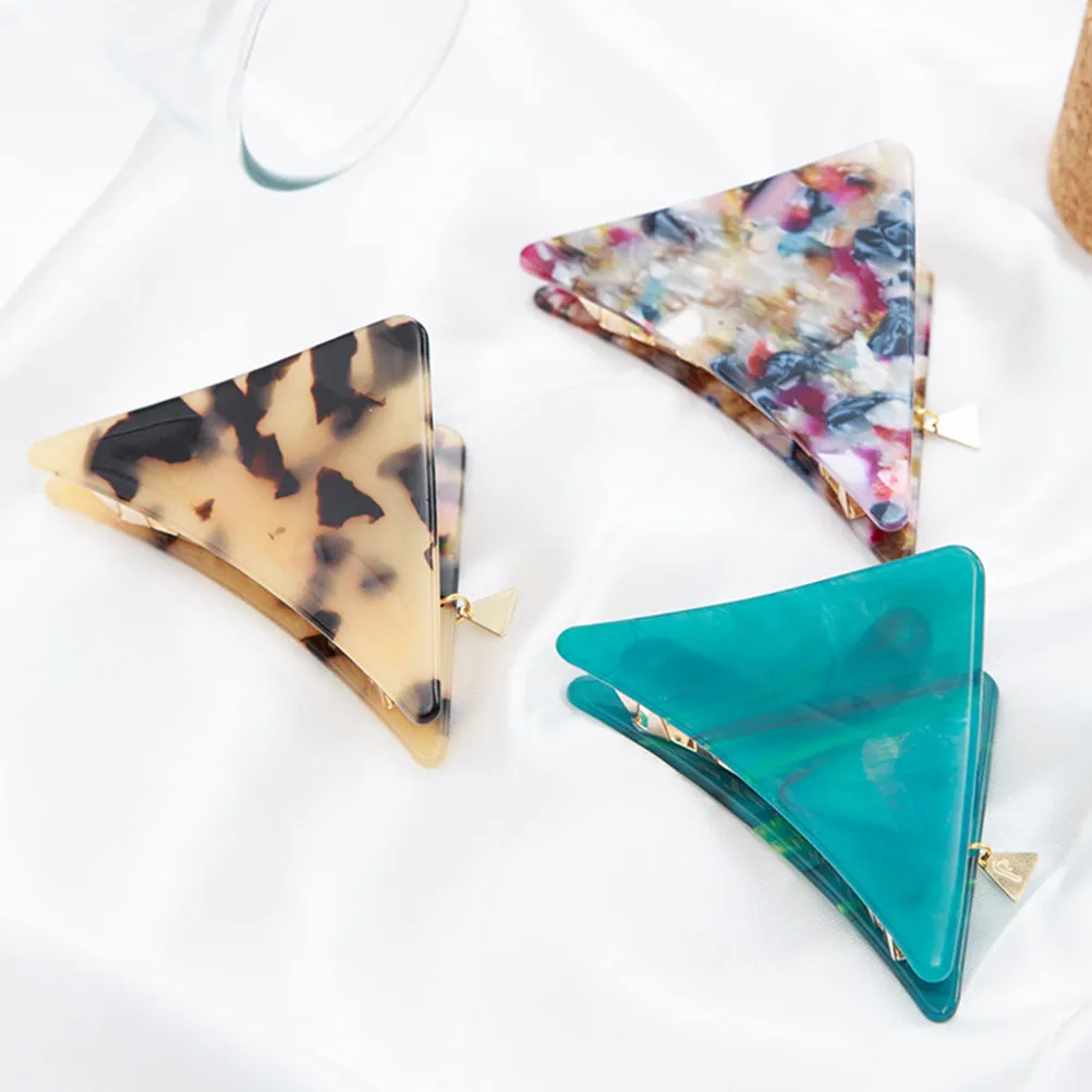 

Large Elegant Triangle Claw Clamps for Women High Quality Marble Design Shower Friendly Non Slip Headdress Styling