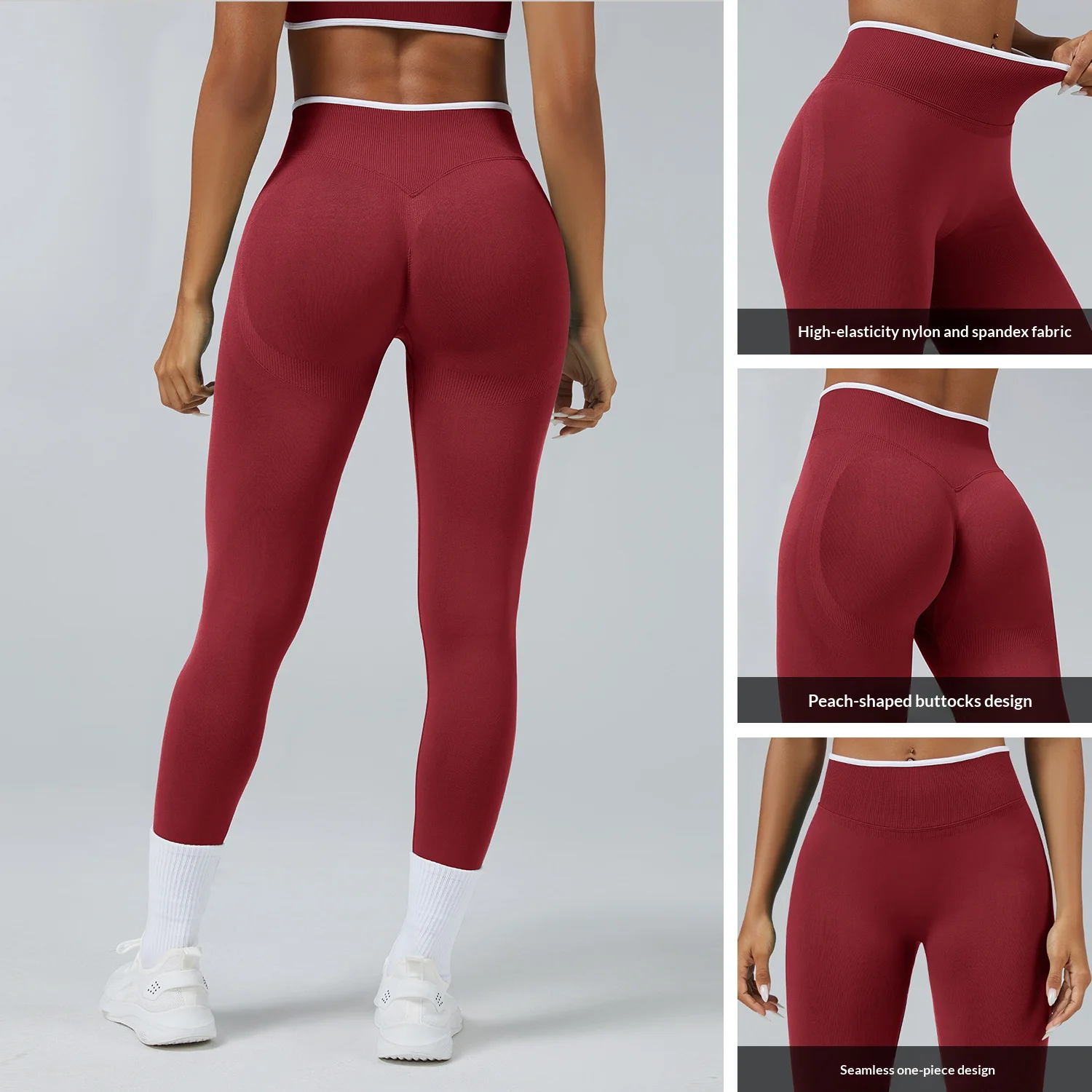 Pantalones de Yoga Color Block para Mujer, Cintura Alta, Leggings Deportivos, Control de Abdomen, Elásticos en 4 Direcciones, Transpirables, para Gimnasio, Correr, Fitness