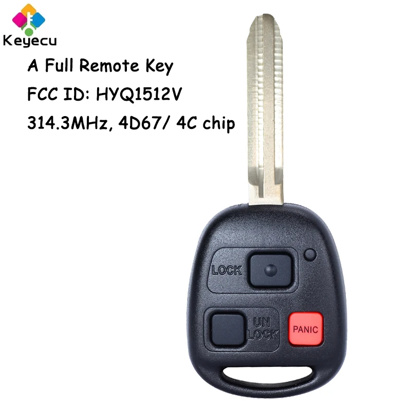 KEYECU Remote Head Car Key With 3 Buttons for Toyota Land Cruiser 1998 1999 2000 2001 2002 2003 2004 2005 2006 2007 Fob HYQ1512V