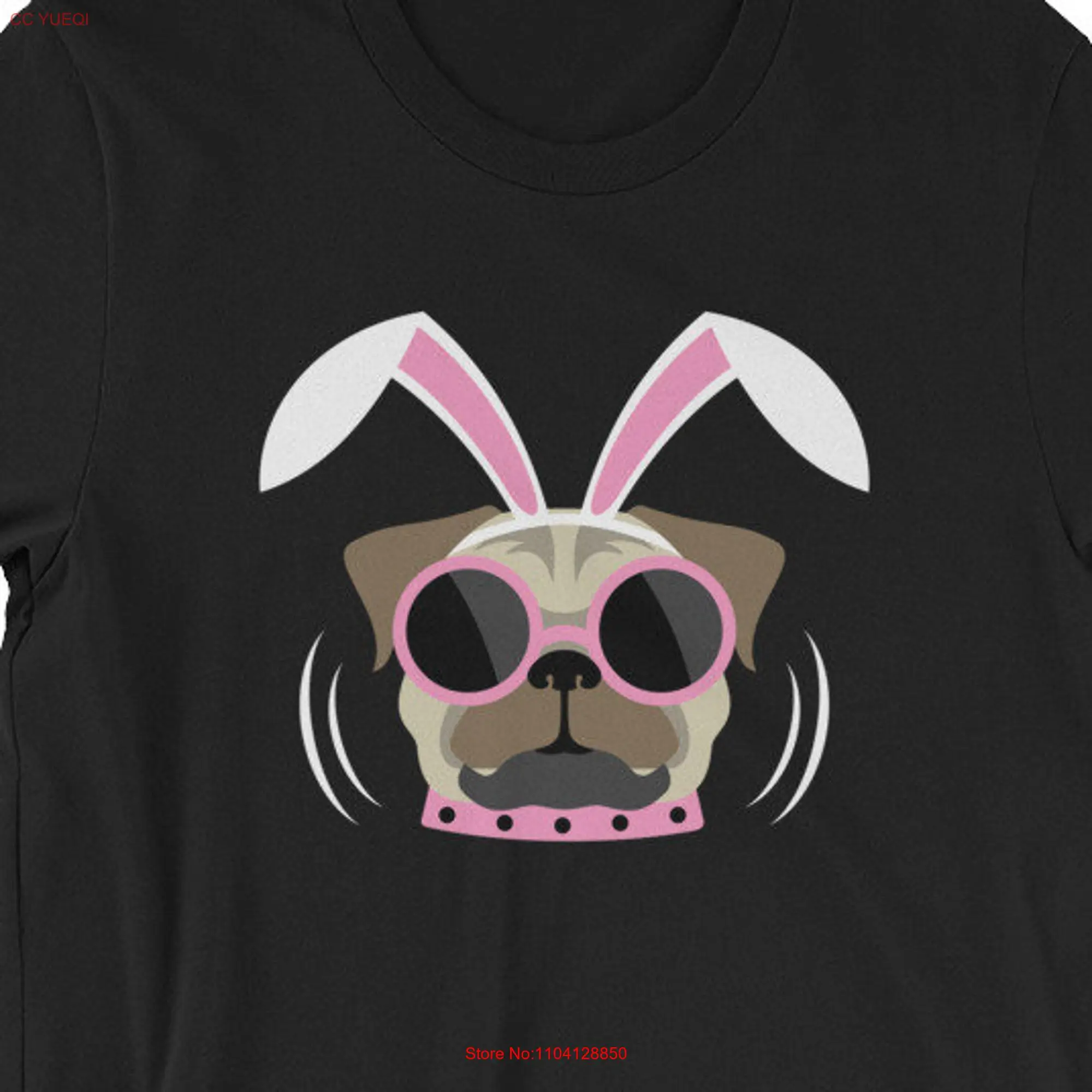 Pugs Bunny T Shirt UNISEX Funny Easter Puggy for men and women Pug Lover  long or short sleeves