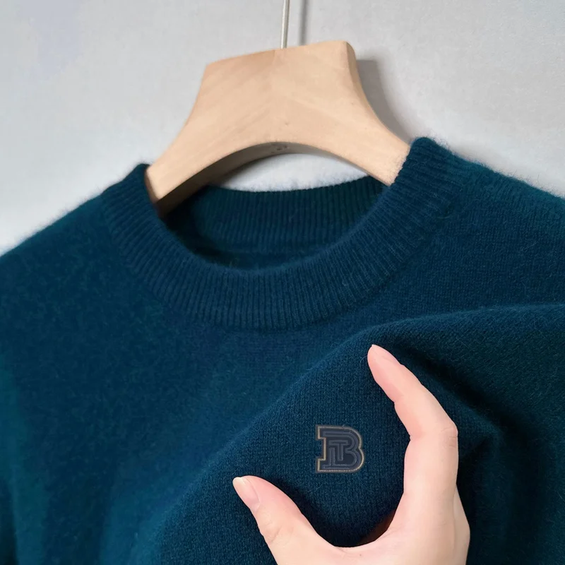 

High End Luxury Men's O-Neck Hoodies Knitwear Winter Hot Sales Exquisite Letter Print Sweater Fashion Warm Soft Commute Menswear