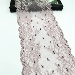 3y/lot W16.5cm 2-Tone Light Pink Purple Elastic Stretch Lace Trims Lingerie For Clothing Dress Sewing Costume Lace Fabric