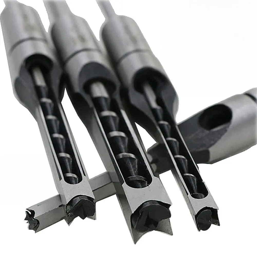 Kit de quincaillerie pour mobilier d'extérieur, 4 pièces, burins à mortaise à trou carré en acier rapide 6,4 mm 8 mm 9,5 mm 12,7 mm pour le travail du bois