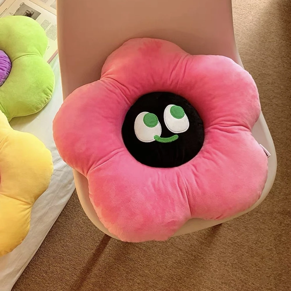 Dopamine Colored Flowers Chair Cushion Plush Toy Kawaii Doll Sofa Cushion Sleeping Pillow Birthday Christmas Gift To A Friend