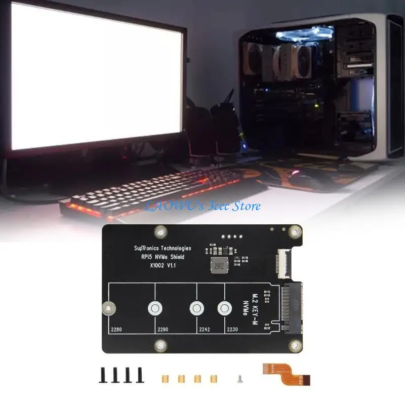 

Y8AD X1002 PCIe M.2 NVMe Board Bottom HAT Optimized Speed for Pi 5 Development Board