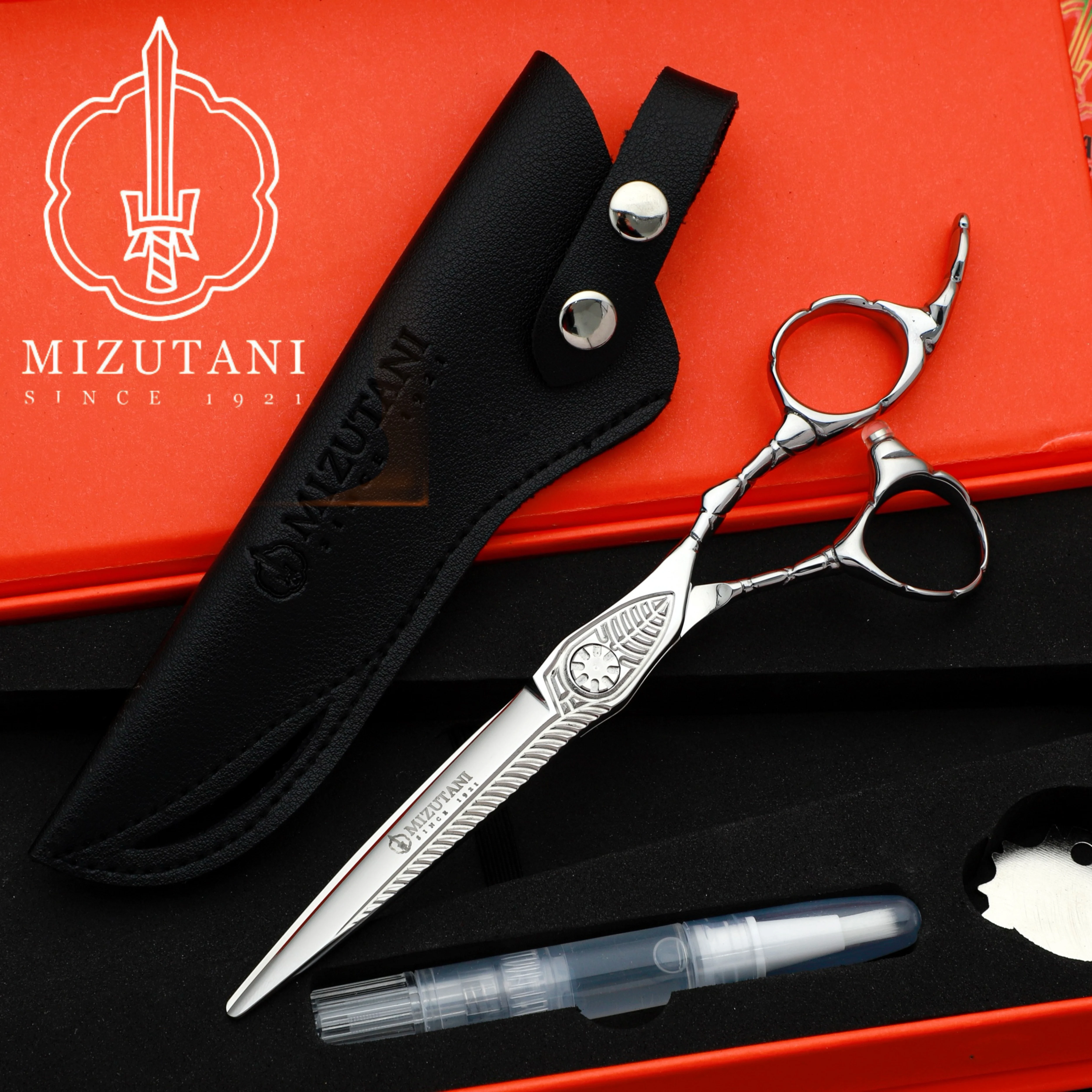 

New MIZUTANI 6.0-inch Tungsten Steel Pattern High grade scissors Pattern Professional Hair Salon Top Professional Barber Scissor