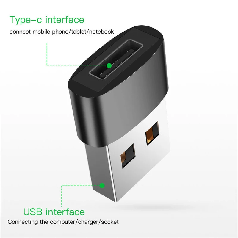 USB A Male to Type C Female Connectors Charger Converter Type-C Adaptors USBC USB-C to USB Adapter