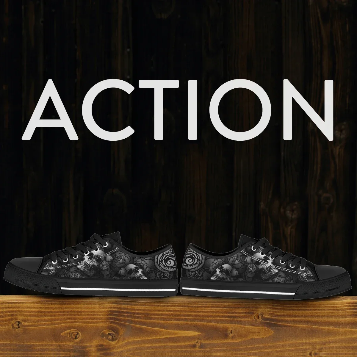 Retro Rose Skull Grey Autumn Women's Shoes Trend Fashion Female Low-Top Flats Shoes Women Sneakers Casual Shoes