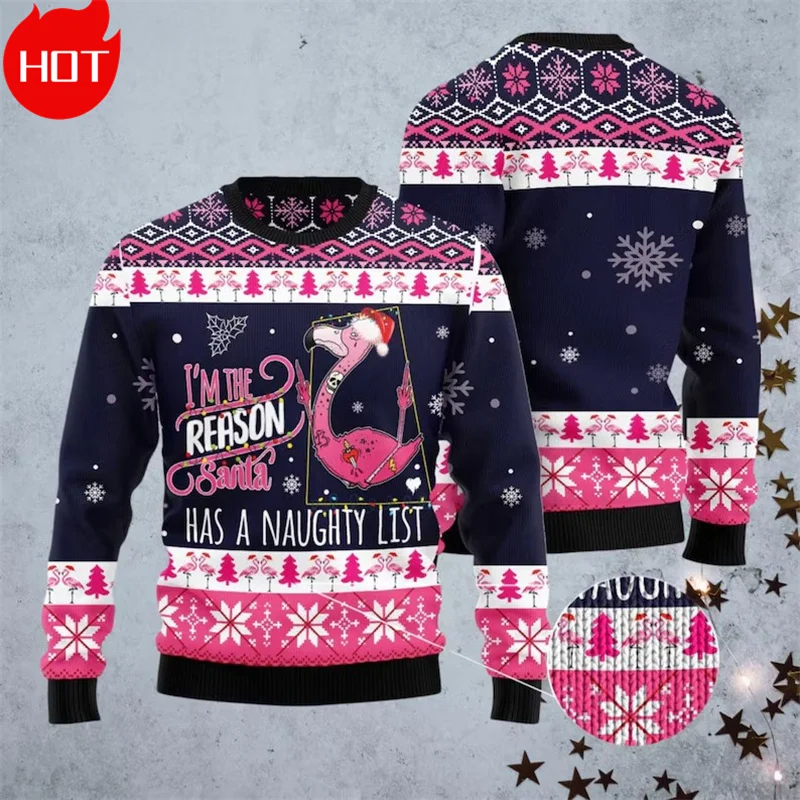 ثلاثية الأبعاد عيد الميلاد سعيد الطباعة بلوزات عيد الميلاد طيور النحام الجرافيك عيد الميلاد لاعبا الرجال مضحك الشارع الشهير بلوزات عيد الميلاد القبيح #6