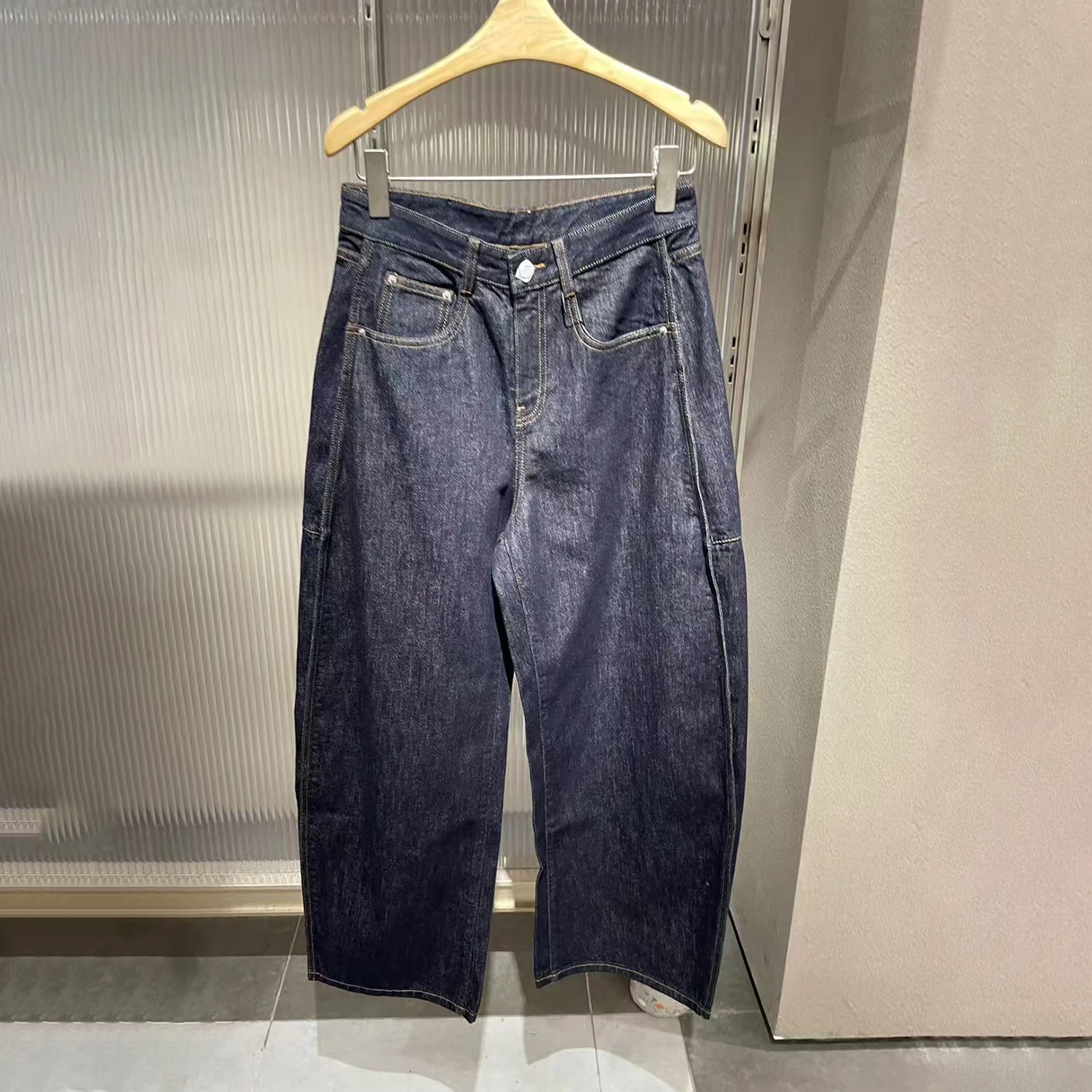 

Женские джинсы с высокой талией и широкими штанинами, ретро-стиль, зимние, новые, модные, универсальные, длинные брюки, премиум-качество, стильные