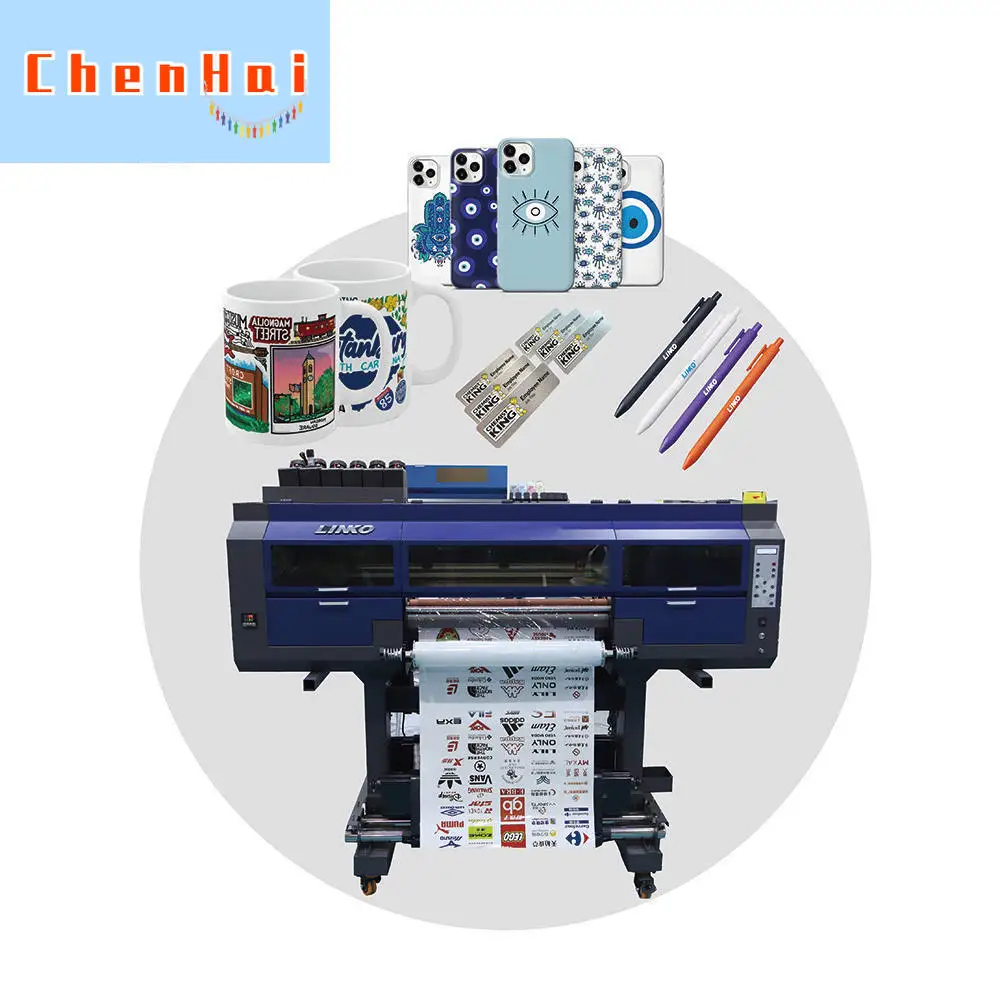 60cm uv dtf printer Roll to Roll A2 UV DTF Film Sticker Printer 60cm with Laminator UV DTF Cup Wrap Transfer Maker