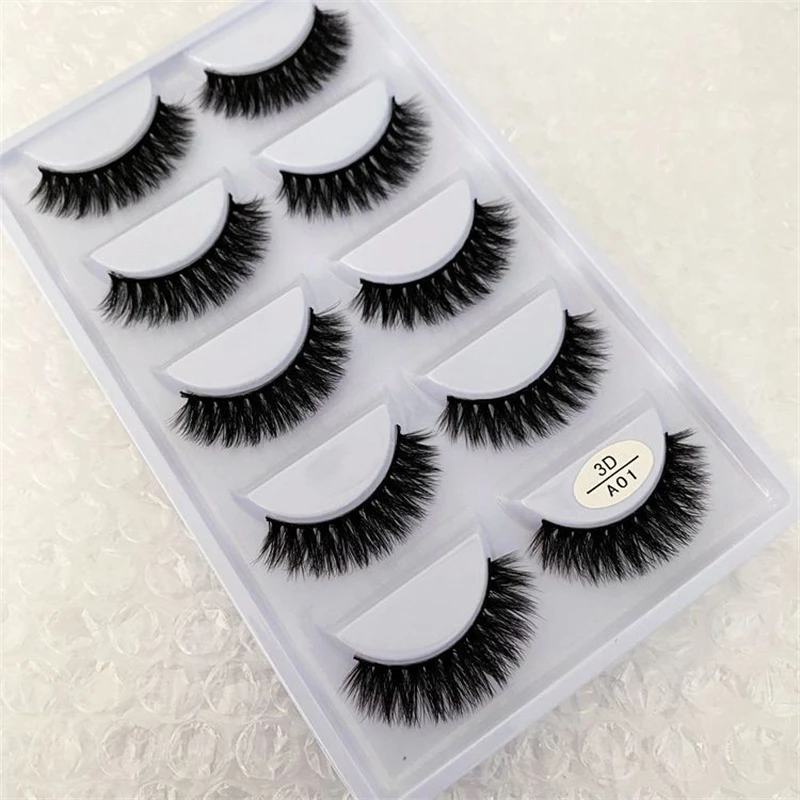 5 Pairs/Tray High quality chemical fiber naturally curlty-freeeyelashes full strip eyealsh extention with personlized