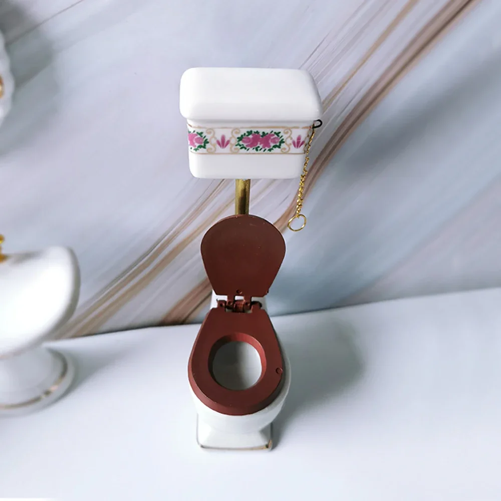 4 ชิ้น 1/12 Dollhouse Miniature อุปกรณ์เสริม Mini ชุดห้องน้ําอ่างอาบน้ํากระจกอ่างล้างหน้าสําหรับตุ๊กตาตกแต่ง ob11