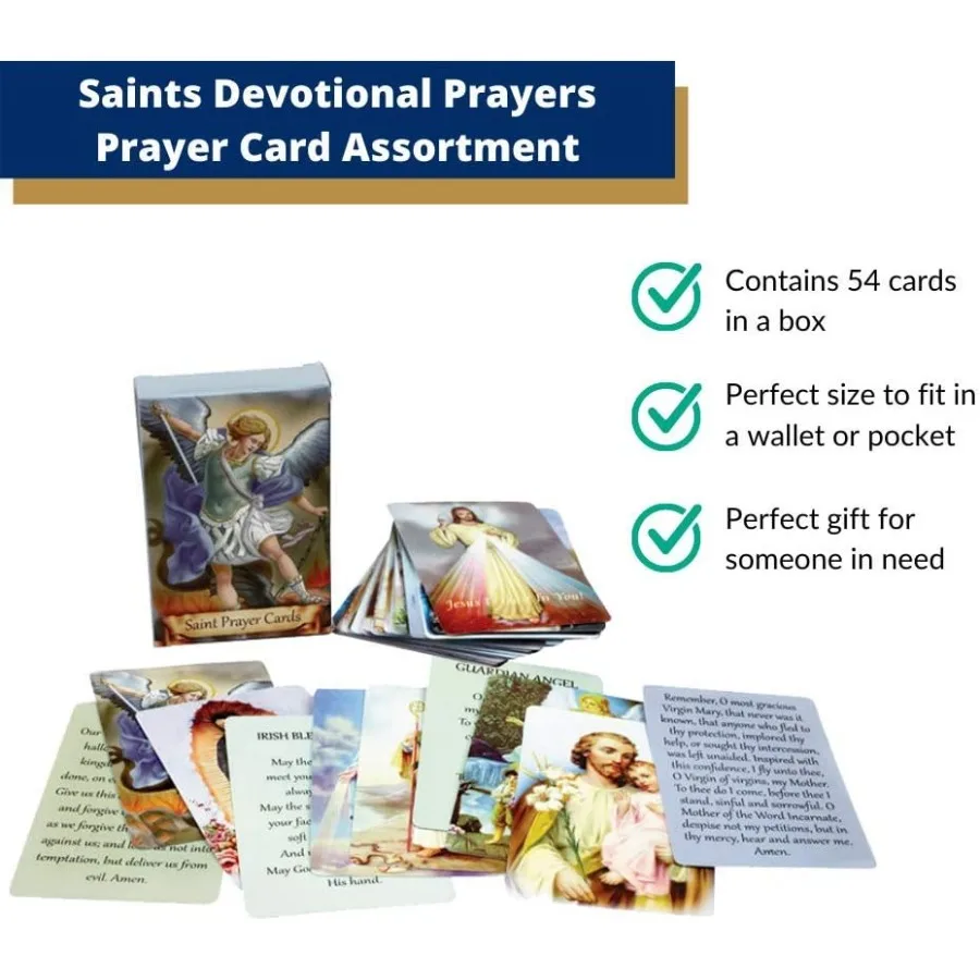 54 قطعة من البطاقات المقدسة المتنوعة تتميز بالقديسين والصلاة الكاثوليكية للعبوة الدينية والانعكاس الروحي والصلاة الشخصية #3