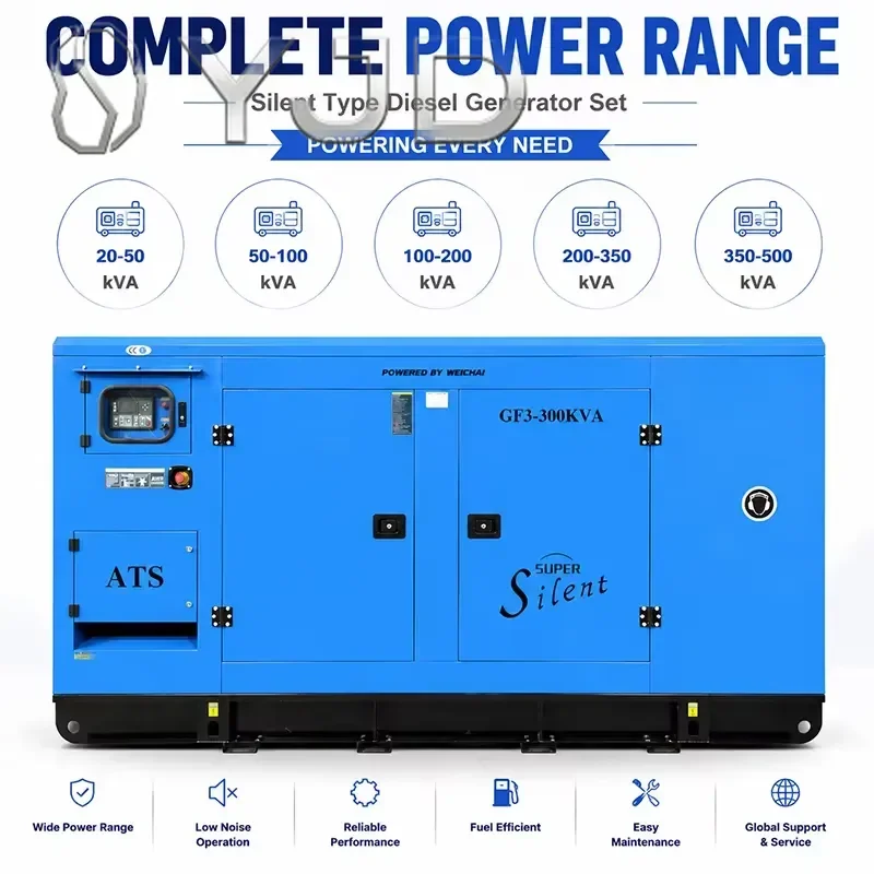 Super Silent Diesel Generator Set Weichai Power Assembly Efficient Heat Dissipation System for Hospital Data Center Emergency