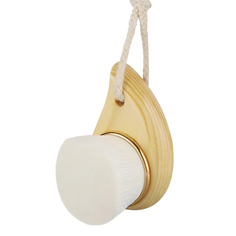 Manual Face Washing Brush with Wooden Handle, Cleansing Brush Makeup Removal, Deep Cleaning Soft Fiber Bristles