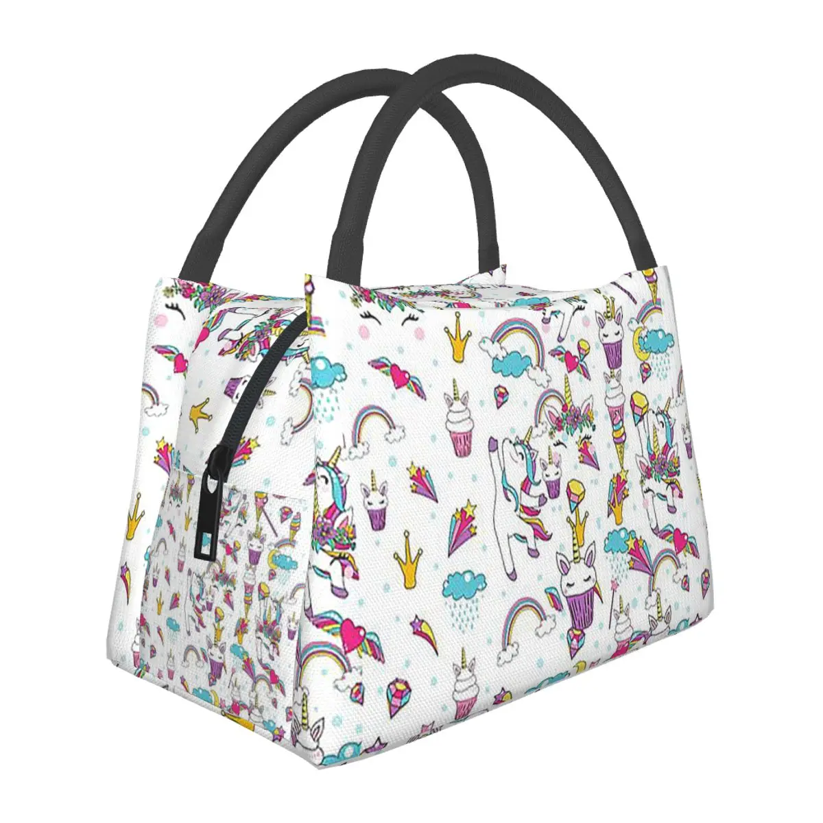 Ice Cream Unicorn Lunch Bags Insulated Bento Box Leakproof Lunch Tote Picnic Bags Cooler Thermal Bag for Woman Children Travel