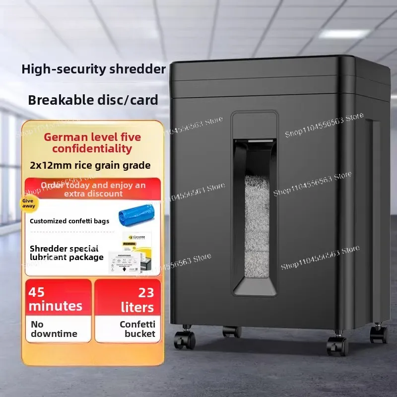 Commercial High-power Security Paper Shredder, Mini Portable Granulator for Office A4 Paper, CD & Card Shredding